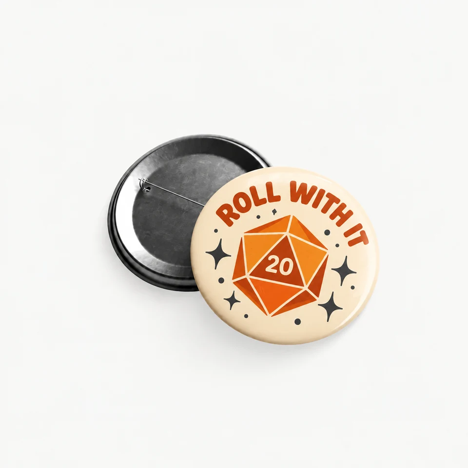 Custom Button Pins — fully printed design example