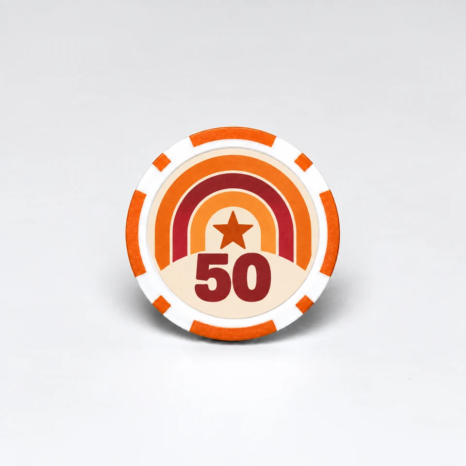 Custom Classic Stripe Poker Chip — fully printed design example