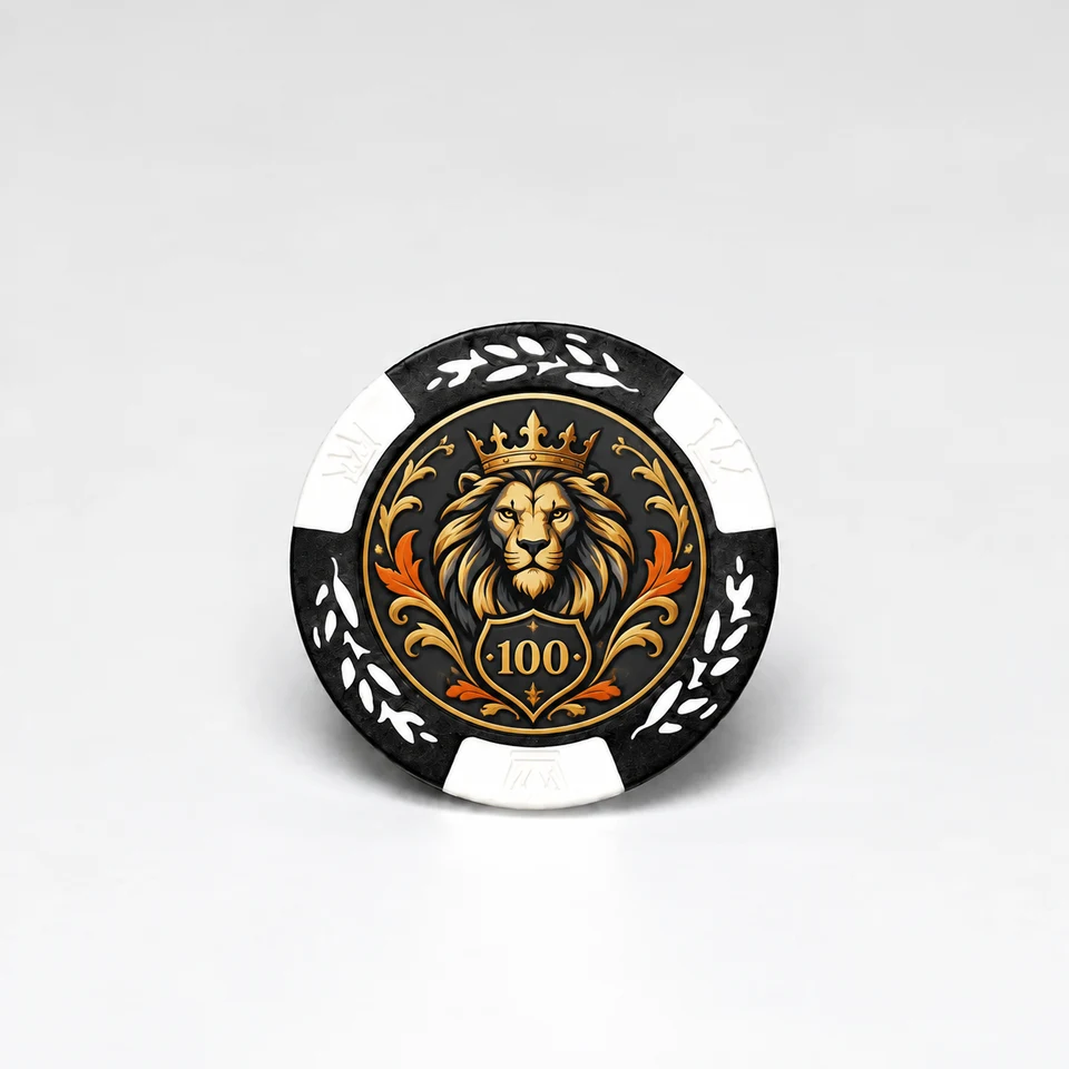 Custom Laurel Poker Chip — fully printed design example
