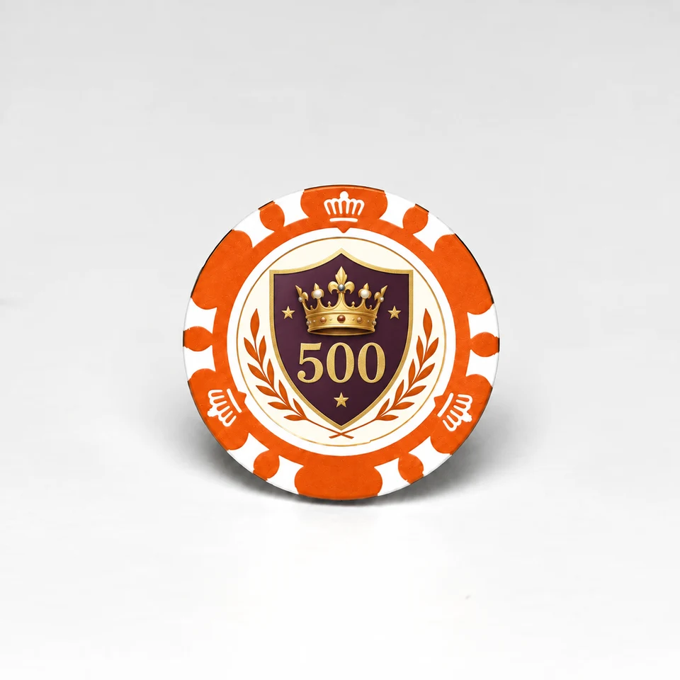 Custom Royal Crown Poker Chip — fully printed design example